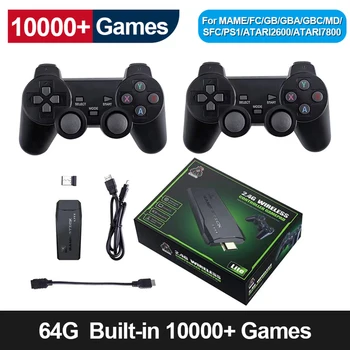2024 4K Ultra וידאו, קונסולת משחק כפול GamePad עבור PS1/GBA רטרו טלוויזיה Dendy קונסולת משחק HD-יוצא 64GB 10000 משחקי וידאו המשחק מקל