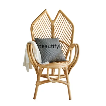 נורדי הסלון קש הספה מודרני מינימליסטי כורסה אינדונזית קש הכיסא הביתה יחיד עצלן משענת יודעים מה. משענת הכיסא.