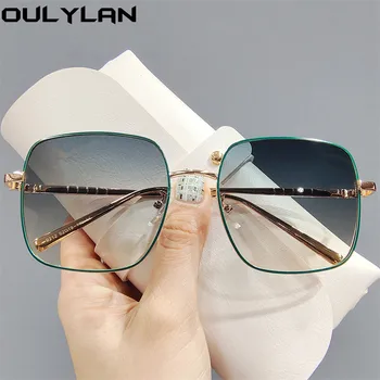 Oulylan גדול מסגרת מרובעת משקפי שמש נשים גברים אופנה שיפוע משקפי שמש גבירותיי מעצב מותג משקפי מתכת גוונים UV400