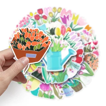 10/50Pcs Kawaii מדבקות להגדיר את צבע פרח הצבעוני ירוק צמח DIY תווית לרעיונות מלאכת אמנות Planner ביומן אריזת מתנה