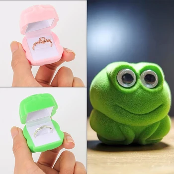 יצירתי קטיפה קופסה של טבעת יפה צפרדע בצורת תכשיטים במקרה טבעת עגיל להציג את תיבת לחתונה הצעת אירוסין, מתנת יום הולדת