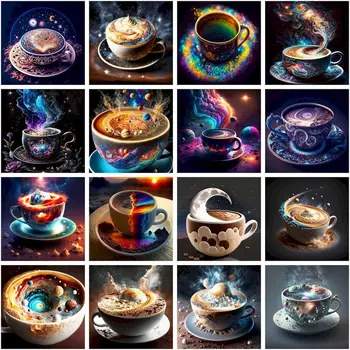 CHENISTORY תמונות לפי מספר מופשט הכוכב כוס קפה ציור על בד אקרילי קיר אמנות הציור על ידי מספר מתנה עיצוב הבית