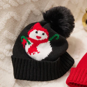 תינוק חג המולד סרוגים ביני כובע פונפונים כובע סנטה לסרוג כובע היילוד חורף כובע ילד ילדה חג המולד לסרוג כובע
