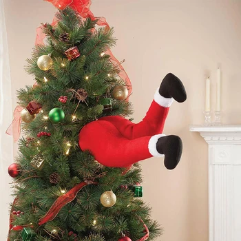 סנטה קלאוס רגליים עץ חג מולד קישוט קטיפה הדלת עיצוב סנטה קלאוס, שדון הרגל תפאורה חג המולד הבית תלויים קישוטים