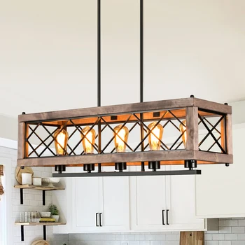 MantoLite תלויות מנורות על התקרה גופי, חדר אוכל, מטבח האי תקרה נברשת גובה מתכוונן עץ תלוי אור.