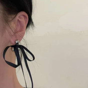 קשתות בצורת להשתלשל עגיל קשת סרט מתכת עגילים Bowknot תליון Earwears צדדי האוזן Adorments בשביל ללבוש יומיומי