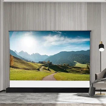 סיטונאי 120 אינץ ' לבן מסך קולנוע חומר ממונע קומה עולה מקרן על מסך 4K, מערכת קולנוע ביתית