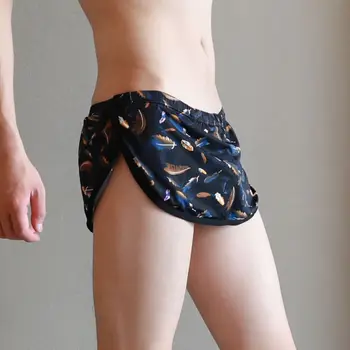 גברים תחתונים מודפסים בוקסר עלייה נמוכה Arro המכנסיים שני חלקים הביתה תחתונים שטוח לפינה מכנסיים פינה ארבע תחתונים
