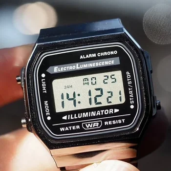 אופנה דיגיטלי של גברים שעוני יוקרה פלדה אל חלד צמיד קישור שעון יד להקת עסקים אלקטרוניים זכר שעון רלו גבר