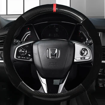 סיבי פחמן+עור הגה רכב כיסוי עבור הונדה Civic10 2016-2021 CR-V CRV 2017-2021 בהירות 2018-2021 אביזרי רכב
