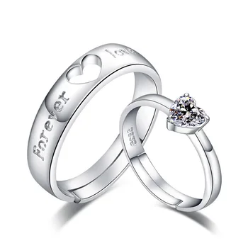 בצורת לב נצח פתיחת שני מתנה טבעת בנות קוריאני משובח קישוט טבעות אירוסין עבור נשים אופנה קלאסי