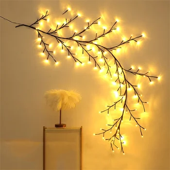 7.5 ft מואר ווילו גפן צמחים חג המולד DIY ענפי העץ אור מלאכותי עץ גפן אור 144 נוריות דולקות ענף הגפן לחבר