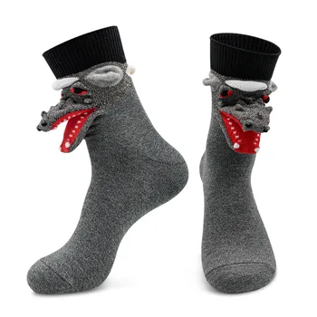 הנמכר ביותר הזאב הרע 3D מצחיק גרביים למבוגרים קריקטורה אמצע שוק חוצה גבולות חג המולד קטיפה לולאה גרביים לגברים