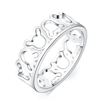 כסף סטרלינג 925 פשוטה מיקי הטבעת לנשים אופנה חתונה, מסיבת אירוסין, מתנה קסם תכשיטים