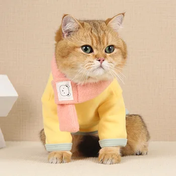 חתול חמוד בגדים עם צעיף חורף חם גור כלבים חתולים מעיל האפוד רך חתלתול תלבושת של בגדים לחיות מחמד תלבושות יוקרתי פארא גאטוס