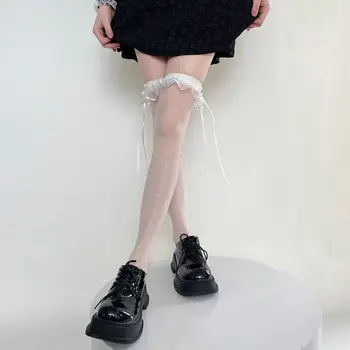 תחרה Cosplay תלבושות סרט על נשים פוליאסטר יפני קשת גרביים מעל הברך, גרביים גבוהה גרבי נקבה גרביים