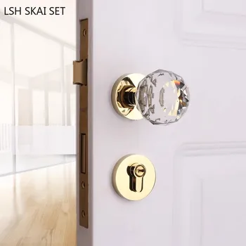 מעולה קריסטל להתמודד עם הכדור Lockset השינה אילם אבטחה, מנעול דלת הבית חומרה ידית דלת עם מנעול ומפתח