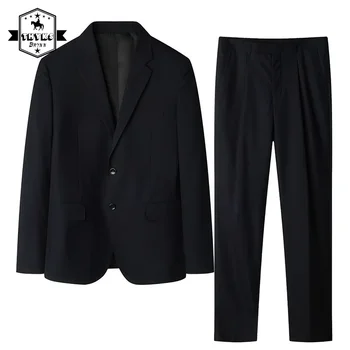 סתיו עסקים בתוספת גודל להגדיר Mens (קט + מכנסיים) בסגנון בריטי אופנה ג 'נטלמן חליפות זכר יחיד עם חזה ג' קט של חליפה