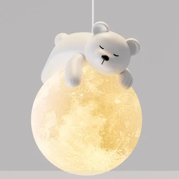 מודרני מינימליסטי הדוב הקטן LED אורות תליון השינה ליד המיטה בחדר ילדים נברשת קישוט הבית תליית מנורה קבועה