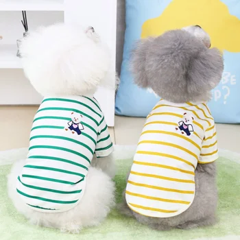 מחמד בגדים לאביב קיץ אופנה פס החולצה Smal כלב חמוד מעצב קט חתול חמוד קריקטורה פיג 'מה צ' יוואווה פומרניאן