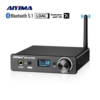 AIYIMA DAC אודיו-A5 מקס מגבר אוזניות Bluetooth 5.1 ES9038K2M מפענח APTX LDAC תמיכה DSD256 PCM384 עם שליטה מרחוק