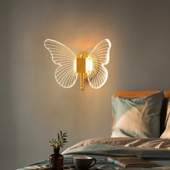 נורדי LED פרפר מנורות קיר יצירתי השינה ליד המיטה פמוט קיר במעבר מדרגות חדר האוכל עיצוב הבית אור הקיר
