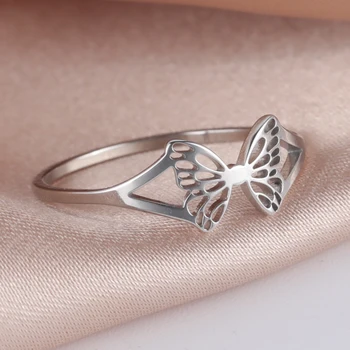 Unift אסתטיקה בוהו פרפר טבעות לנשים נירוסטה טבעת טבעת אצבע אופנתיים בהשראת בעלי חיים תכשיט מתנה