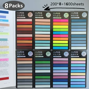 8Packs 1600 סדינים שקופים מדד עצמית פתקים דביקים ביאור ספרים פורסם ItBookMarkers כרטיסיות לשימוש חוזר Memo Pad כתיבה