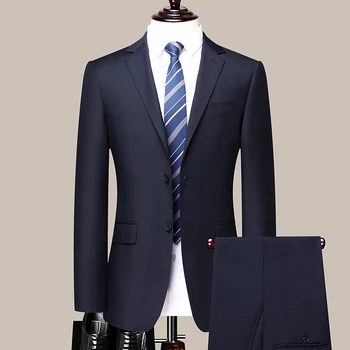איכות גבוהה ( קט + מכנסיים) אנשים פשוטים עסקים אלגנטי אופנה כפתורים ראיון עבודה האדון סלים חליפת 2 חלקים חליפה