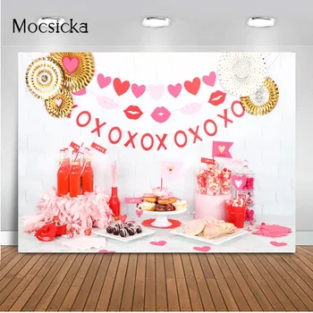 Mocsicka יום האהבה רקע שולחן הקינוחים המפלגה קישוט אספקה היילוד דיוקן צילומים צילומי Photocall