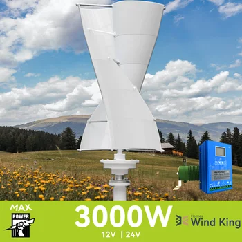 【כוח עליון】Windking 3000W מקס אנכי ספירלת טורבינת רוח，לשימוש ביתי 3000W מקס，יעילות גבוהה טחנת הרוח היברידית מערכת השמש