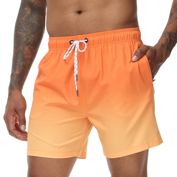 גברים החוף של מכנסיים קצרים בגד ים צבע שרוך אלסטי עם מותניים יבש מהירה ג ' וגינג תרגיל לרוץ במכנסיים קצרים.