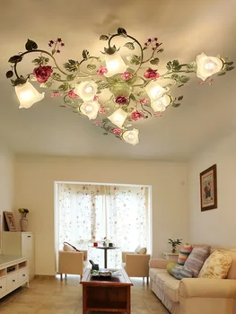 אמריקה מנורת תקרה המנורה בסלון פסטורלי בסגנון מנורת תאורה פרח המנורה חדר שינה רומנטי רוז המנורה
