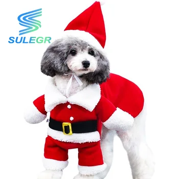 SULEGR כלב בגדי חג המולד עם כובע כלב בגדים של סנטה קלאוס החליפה כלב בגדי החורף מחמד חג המולד תלבושות כלב הקפוצ ' ונים