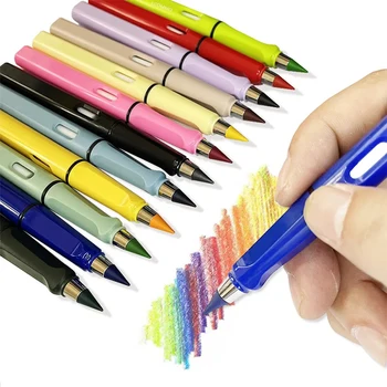 6pcs להחלפה 12 צבעים נצח העיפרון לא דיו 2B עיפרון כותב אביזרים אמנות סקיצה נייר מכתבים Kawaii אספקה של בית הספר