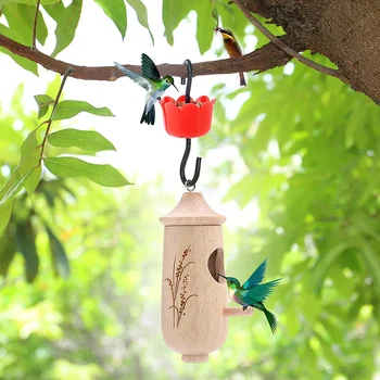 גן חצר קישוט דרור הכלוב לבלוע Hummingbird בית עץ תלוי מזין ציפור מקננת עץ