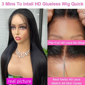 ללבוש וללכת Glueless פאה ישר 13x6 Hd תחרה קדמית Glueless פאה שיער אדם מוכן ללבוש טרום קטף 30 36 אינץ ' עבור נשים