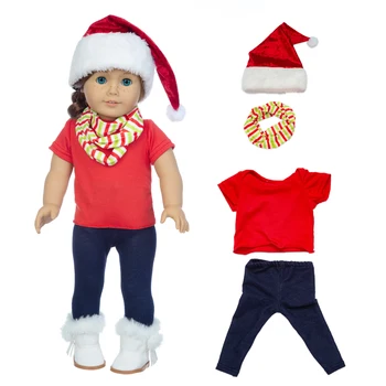 2023-חג חדש חליפה מתאימה הבובות האמריקאיות הבגדים 18 אינץ ' בובה , חג מולד ילדה מתנה(מוכרים רק בגדים)