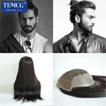 גברים פאה מותאמת אישית ש6 זמן פאה לגברים 100% שיער אדם של אנשים פאות לנשימה תחרה&Pu שיער גברית נימי תותב אדם פאה