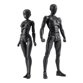 דמויות פעולה PVC דגם עם תיבת ציור דמות מודלים עבור אמנים(נקבה+זכר שחור)