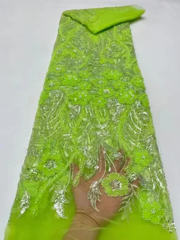 2023 החדש יוקרה פאייטים תחרה בד באיכות גבוהה רקמה המעודנת עיצוב ייחודי Mesh תחרה, בדים שמלת מסיבת תפירה