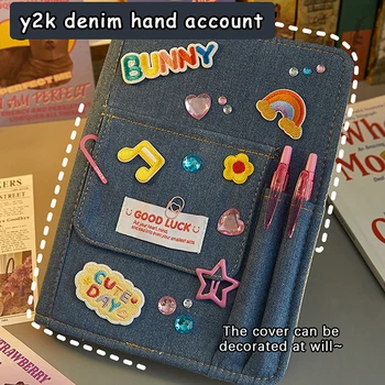 יצירתי ג 'ינס מחברות, קלסר ג' ורנל היד חשבונות עם יומן כיס בחורה מחברת כלי כתיבה אחסון קוריאנית ציוד לבית הספר