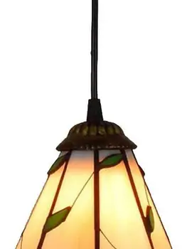 iffany סגנון תליון מנורה 6 אינץ וינטג 'מיני ויטראז' עלים ירוקים בצל E27 35 סנטימטר גבוהה תליון אור