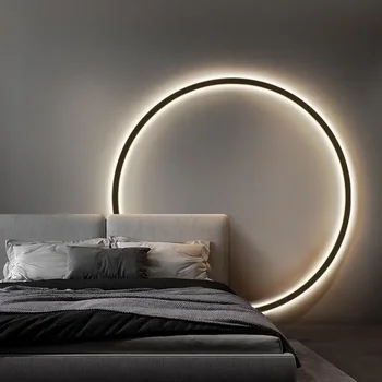 הסקנדינבים פשוט המיטה אור LED רקע מעגל מנורת קיר הבית מקורה עיצוב פמוטים קיר הסלון הול מלון אורות הקיר