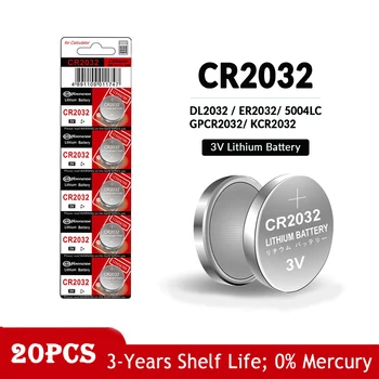 20pcs CR2032 סוללה ליתיום 3V מפתח הרכב מטבע תאים המכונית מרחוק סוללה BR2032 DL2032 ECR2032 5004LC GPCR2032 לחצן תא הסוללה.