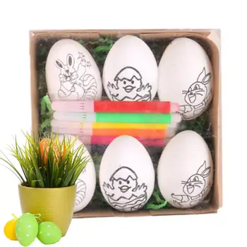 ביצת פסחא בעיצוב ערכת ביצים DIY דודל ערכת חג הפסחא מלאכת יד DIY ביצת פסחא צבע לקשט ערכת מתנה עם 6 סמנים ביצת פסחא צבע