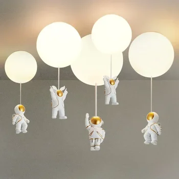 מודרני מינימליסטי יצירתי אסטרונאוט בלון מנורת תקרה נורדי לידה ילד ילדה חדר Led נברשת בית עיצוב תאורה