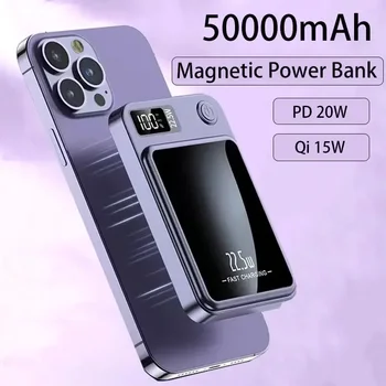 50000mAh נייד Macsafe הכוח המגנטי בנק מהר מטען אלחוטי עבור iphone 12 13 14 Pro מקס חיצוני עזר סוללה
