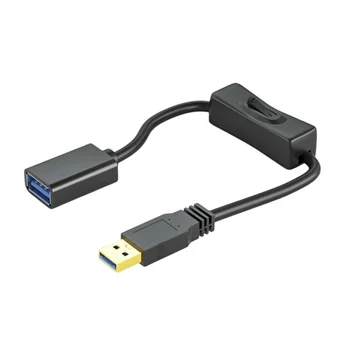 USB3.0 סיומת כבל עם מתג ישר על הראש מאוורר USB LED אור נהיגה מקליט נתונים כבל החשמל 0.5 מ'