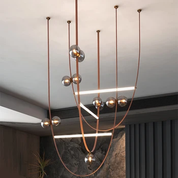 איטלקי סגנון אמנותי שקט תליון עגול זכוכית הוביל נברשת תאורה עבור הסלון מלון מנורת התקרה